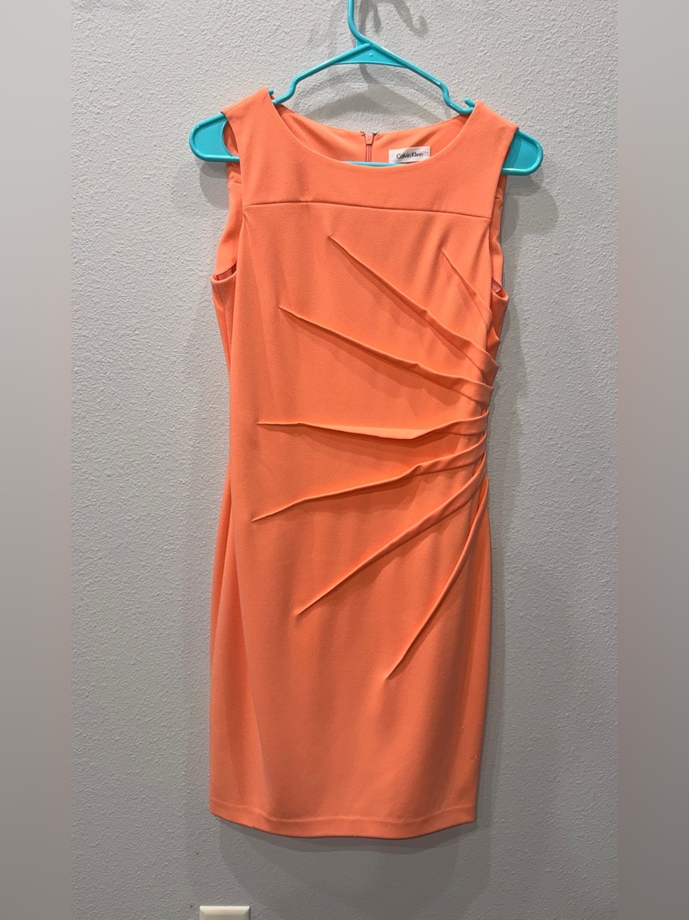 Calvin Klein Coral-Orange Sleeveless Midi Dress